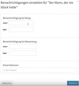 AutorenTools Rangbenachrichtigung